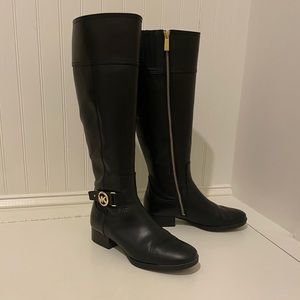 Black Michael Kors leather riding boots